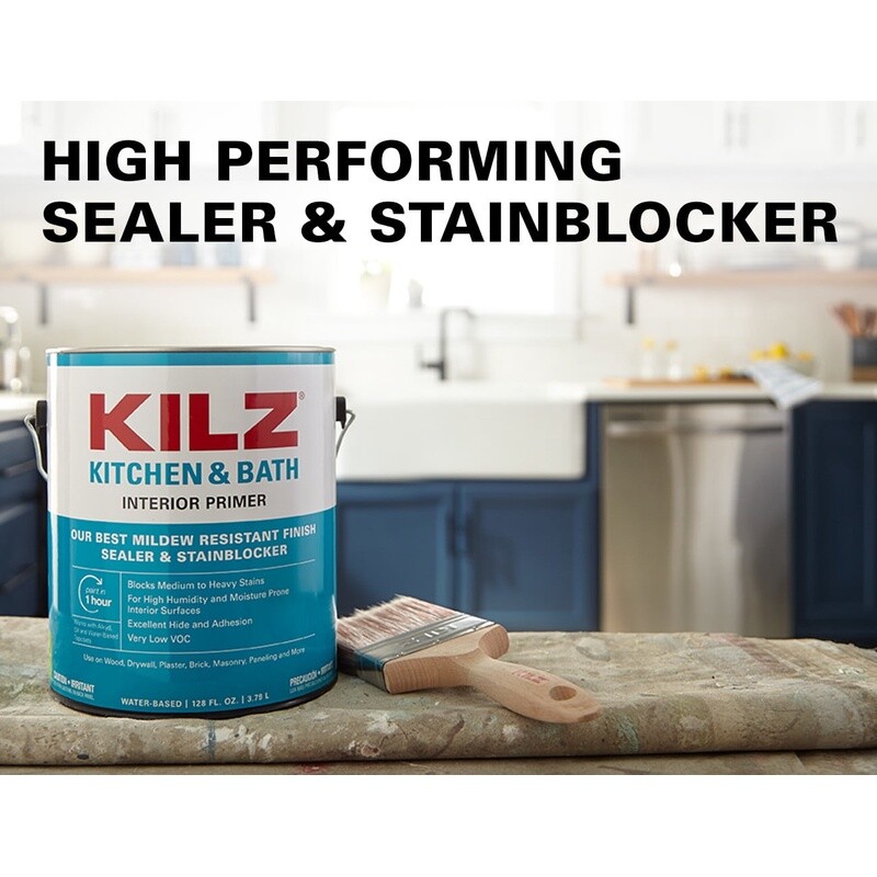 Water-Based Mildew-Resistant Primer Sealer Stain Blocker Kitchen Bath Laundry US