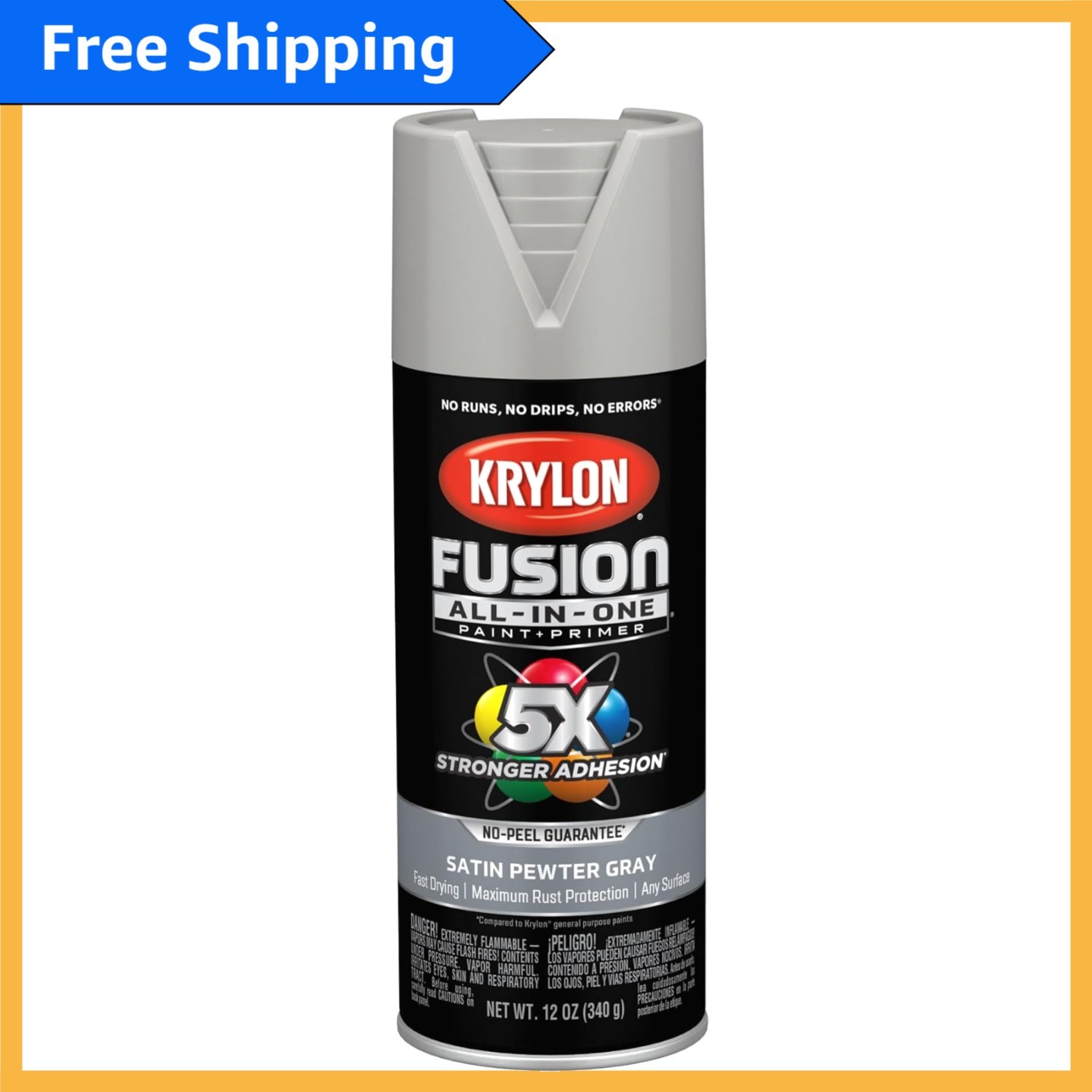 High-Performance Rust-Resistant Spray Paint – 12 oz Pewter Gray for All Surfaces