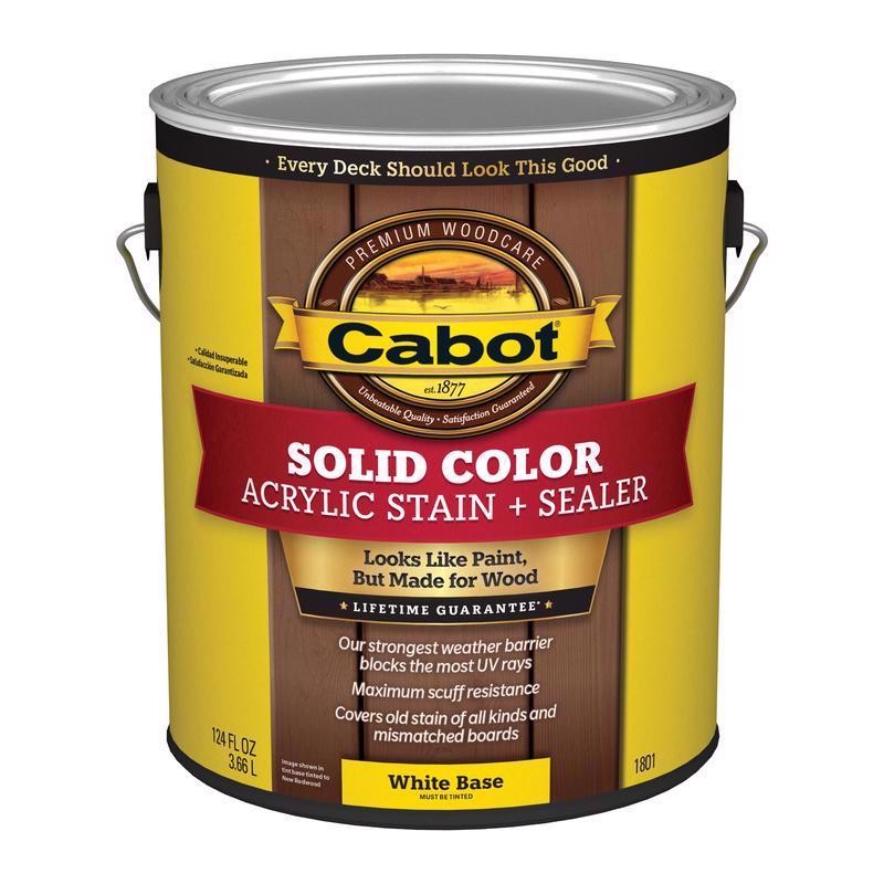 Cabot Solid Tintable 1801 White Water-Based Acrylic Deck Stain 1gal (4-pack)