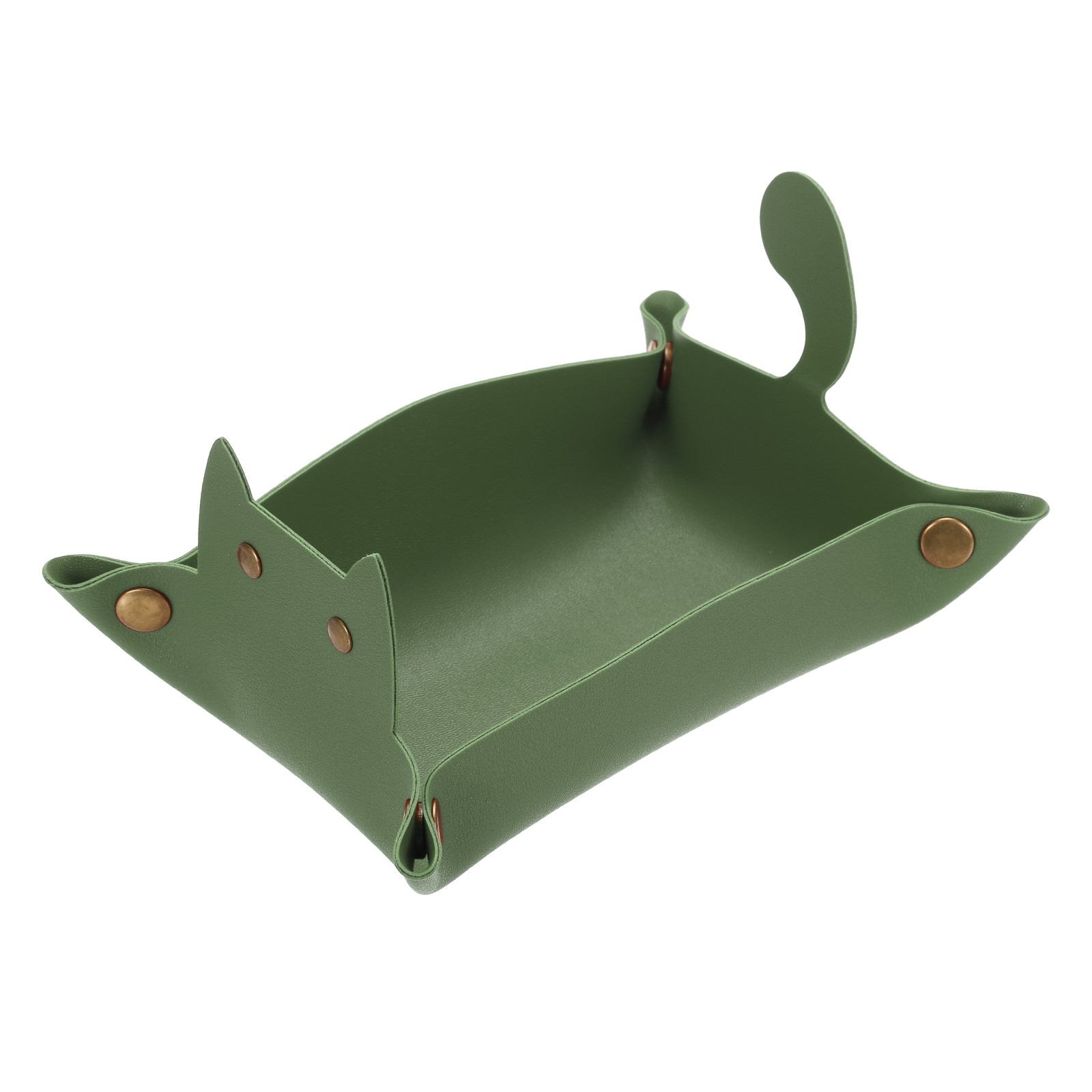 Leather Valet Tray, Folding Jewelry Tray Organizer, Green