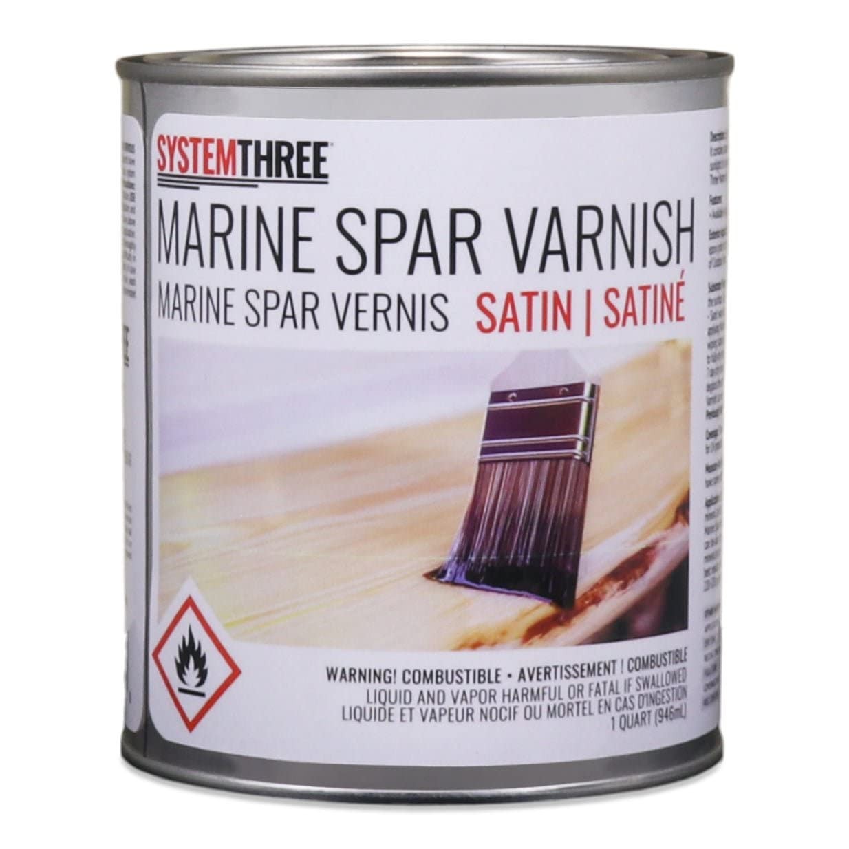 System Three 1855S16 Clear Marine Spar Urethane Varnish Coating 1 quart Can