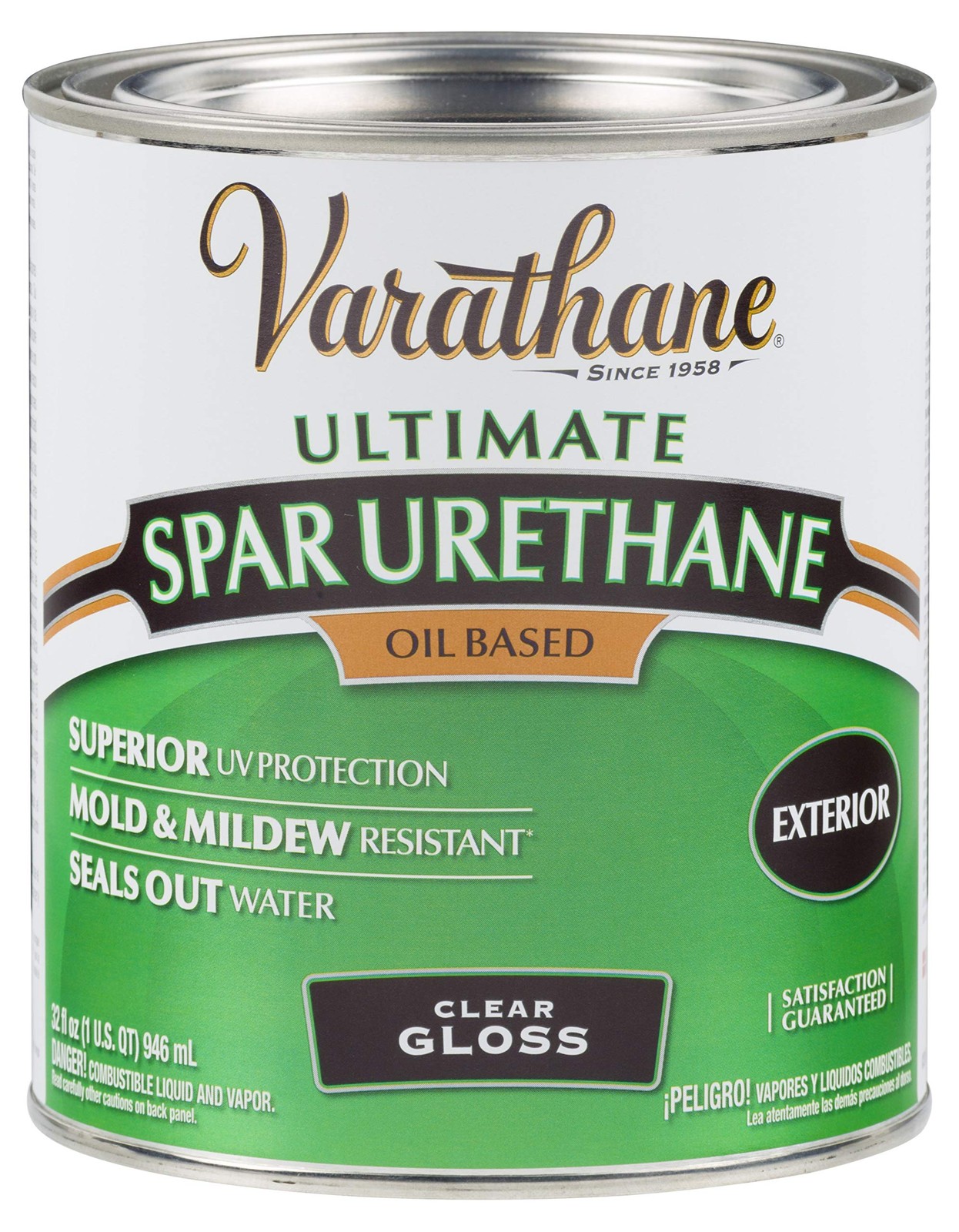 Varathane 242180H Classic Clear Oil Based Outdoor Spar 275 Voc Urethane, Quart,