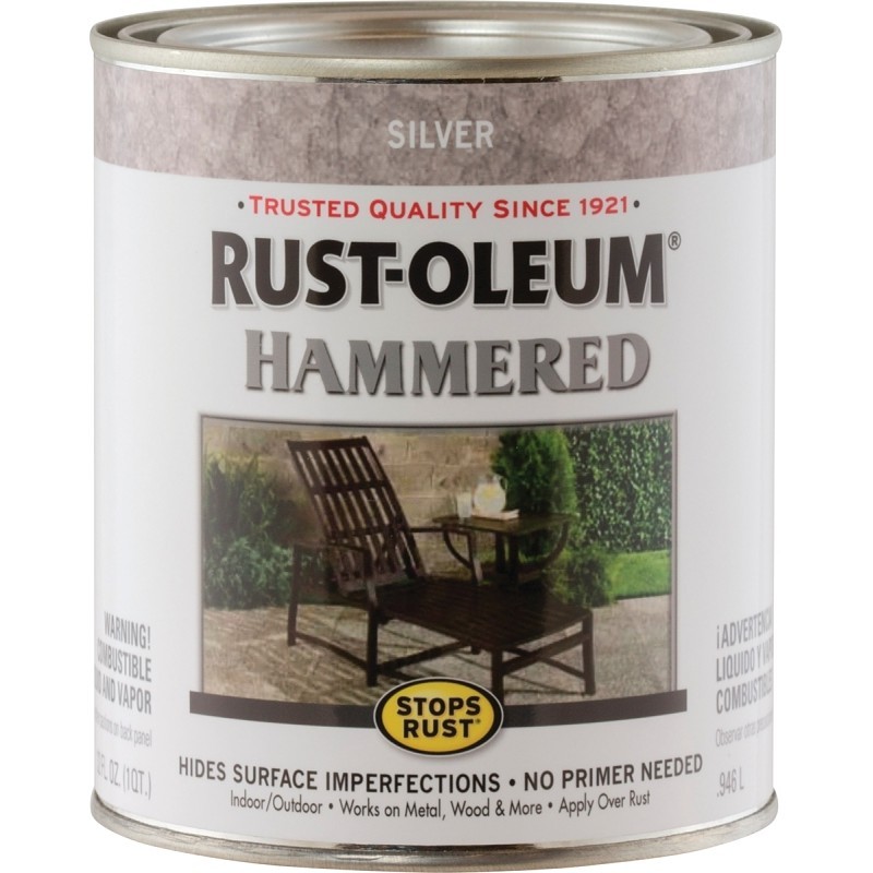 Rust-Oleum 7213502 Enamel Paint, Hammered, Silver, 1 qt, Can, 75 to 150 sq-ft/qt