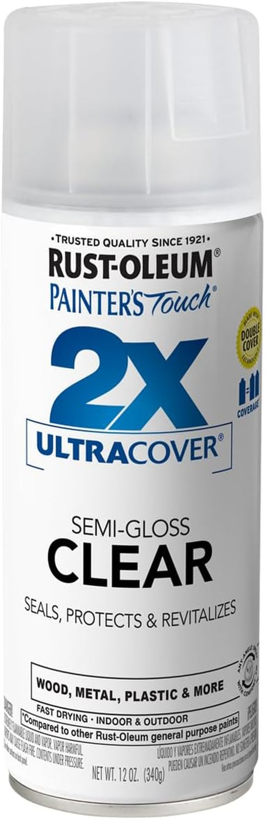 Rust-Oleum 249859 Painter’S Touch 2X Ultra Cover Spray Paint, Semi-Gloss Clear
