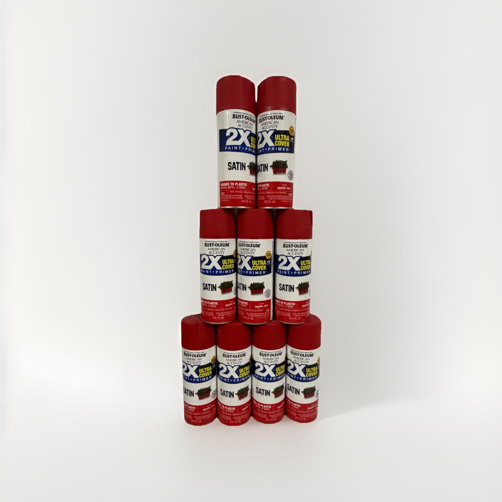 Lot Of 9 Rust-oleum Satin Apple Red, 12-Oz 327938 – FREE SHIPPING