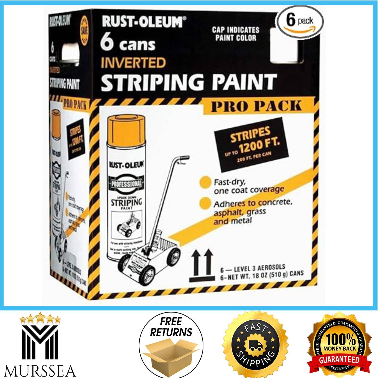 Rust-Oleum Professional Inverted Striping Spray Paint 18oz White 6 Pack