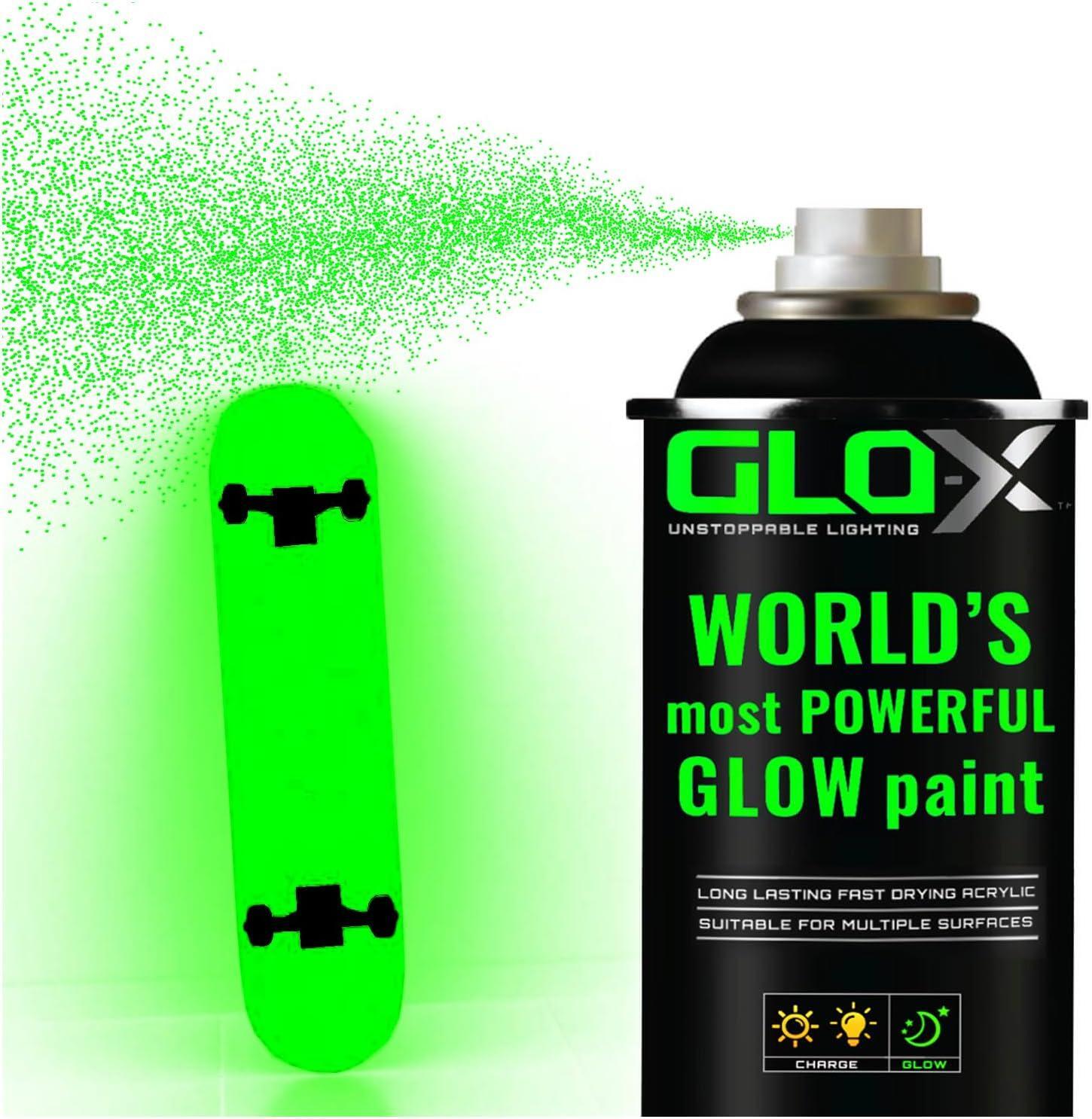 Glo-x Glow in the Dark Spray Paint (10.6 Oz Can) Clear Spray Paint That Glows Gr