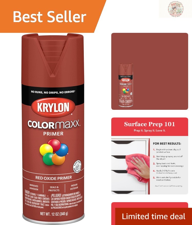 12oz Fast-Drying COLORmaxx Red Oxide Spray Primer for All Surfaces & Projects