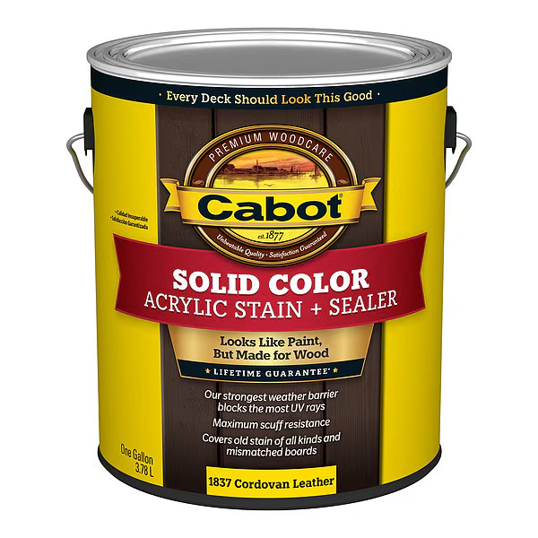 Cabot Solid Color Acrylic Stain Sealer 1 Gal Cordovan Leather Exterior Wood
