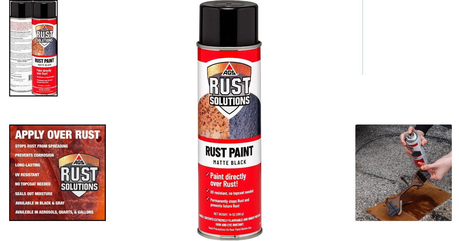 AGS 14oz Rust Spray Paint – Durable Matte Black, UV Resistant for All Surfaces