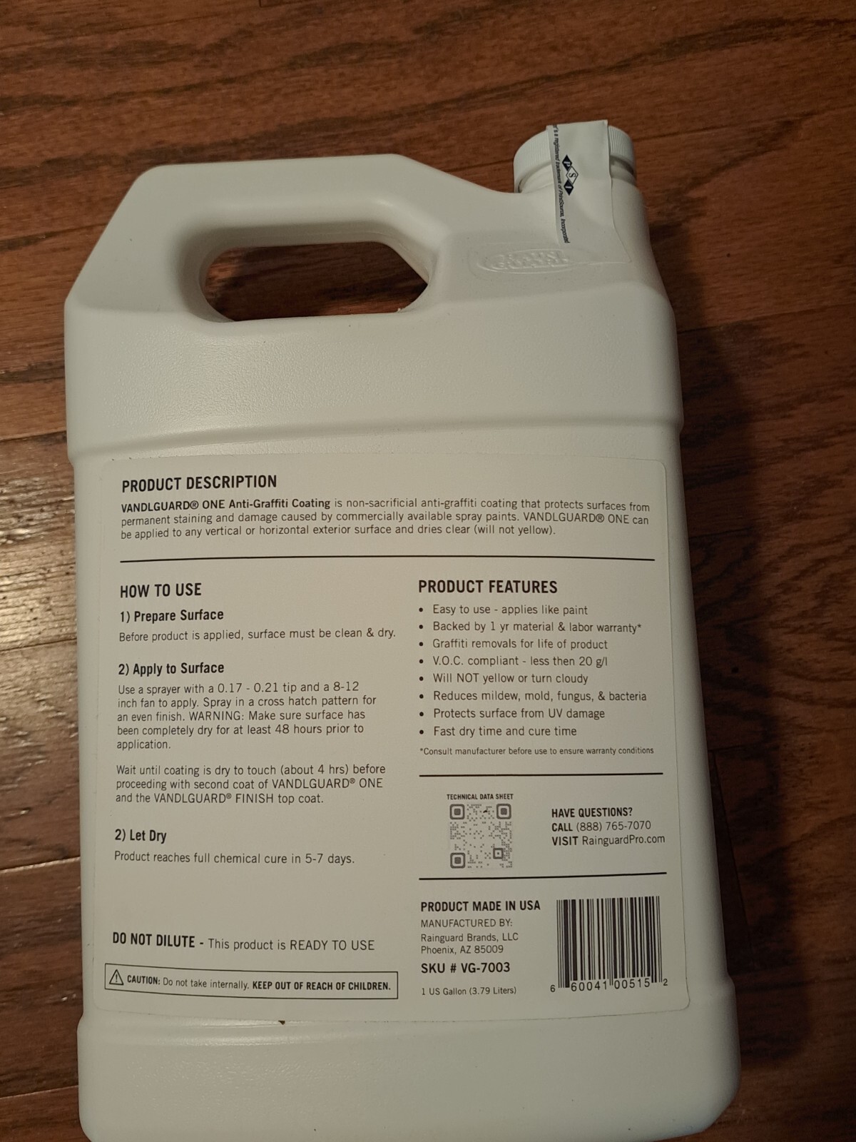 VandlGuard ONE Premium Non-Sacrificial Anti-Graffiti Coating 1 Gallon. New Seal