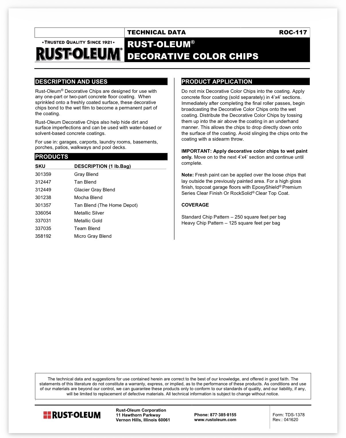 Rustoleum Decorative Color Chips – Glacier Gray – Bag of Epoxy Floor Additive