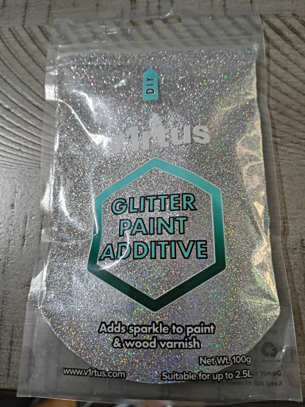 v1rtus Silver Holographic Glitter for Emulsion Paint 100g