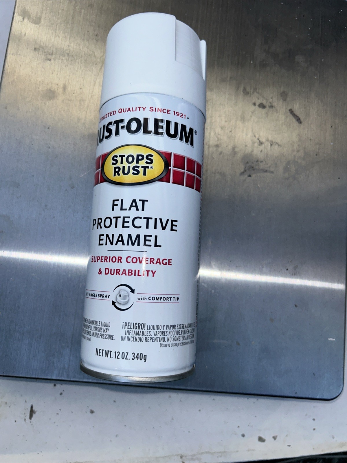 Rust-Oleum 7790830 Spray Paint, White, Flat, Solvent, 12 Oz