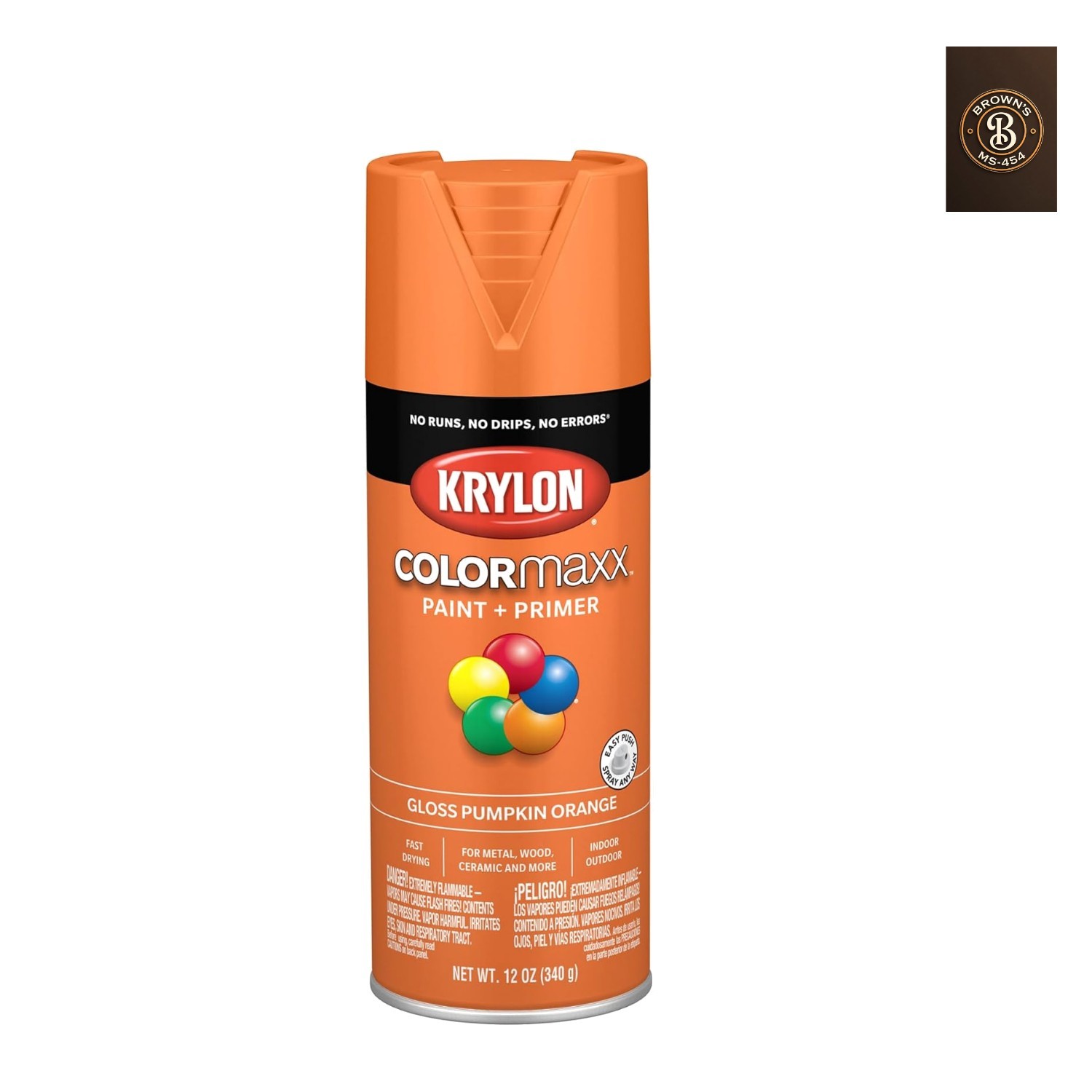 K0007 COLORmaxx Spray Paint and Primer for Indoor/Outdoor Use, Gloss Pumpkin …