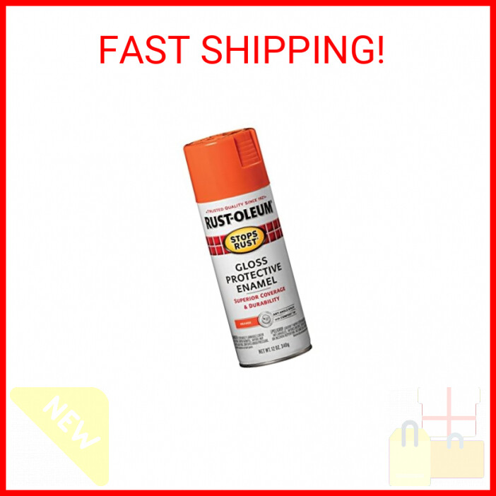 Rust-Oleum 214084 Stops Rust Spray Paint, 12 oz, Gloss Orange