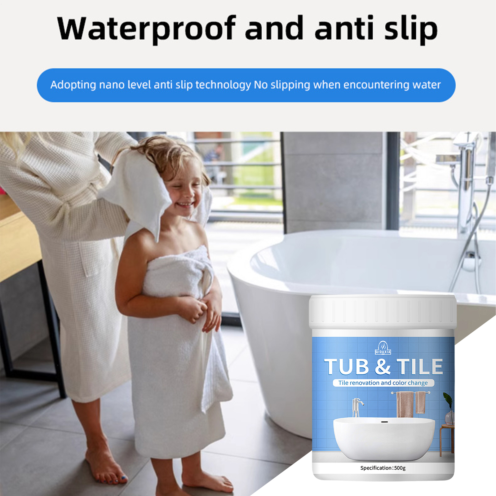 500g Multipurpose Bathroom Tile Paint Kit Water Based Quick-Dry Bath Refinishing