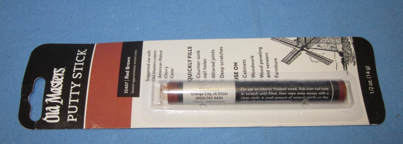 3 Old Masters Putty Sticks ~ White, Red Brown, Mahogany ~ Hide Those nail holes