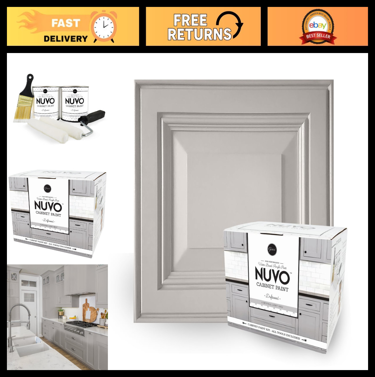All-In-One Cabinet Paint Kit – Driftwood Finish, Easy Application, DIY Home Upgr