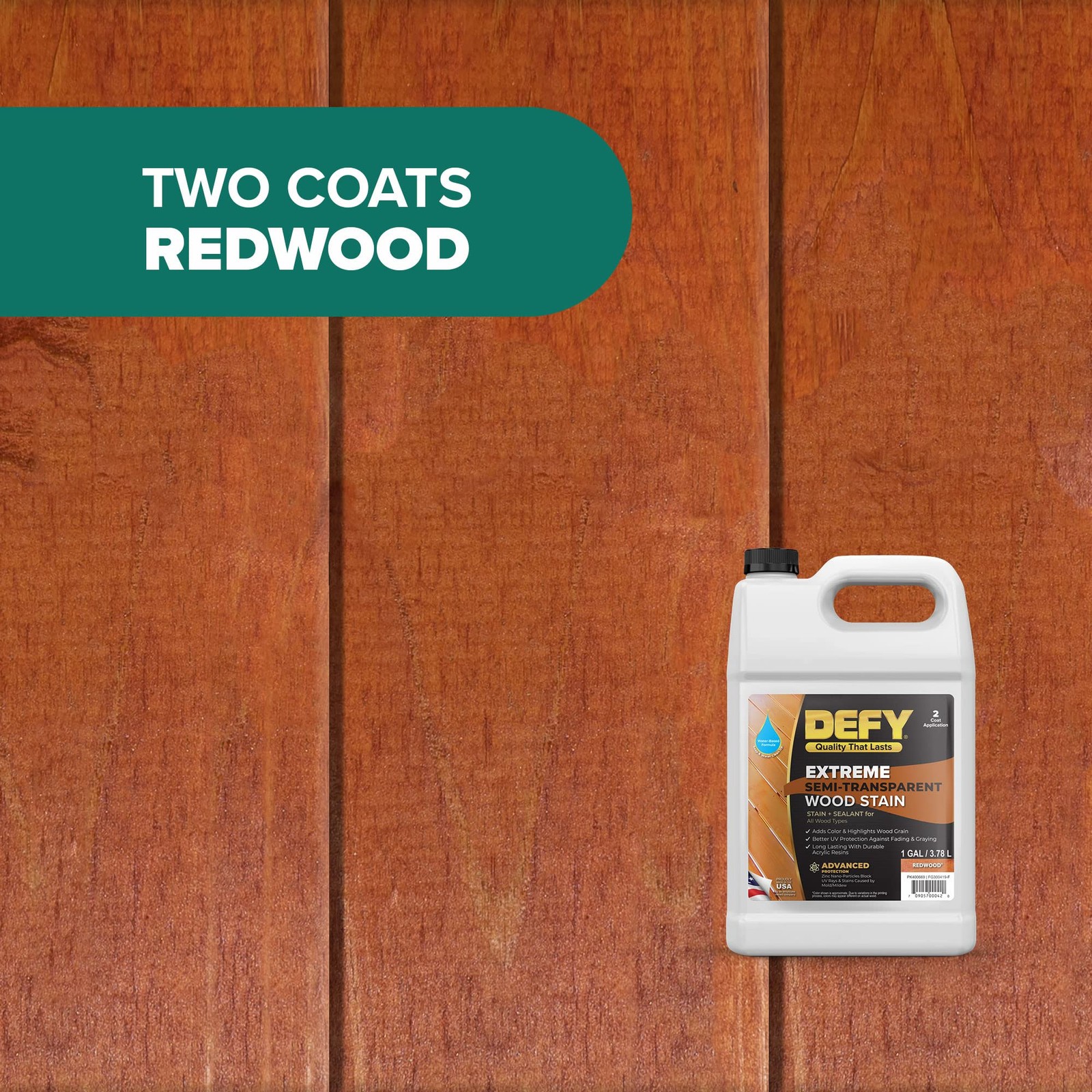 DEFY Extreme 1 Gallon Semi-Transparent Exterior Wood Stain, Redwood
