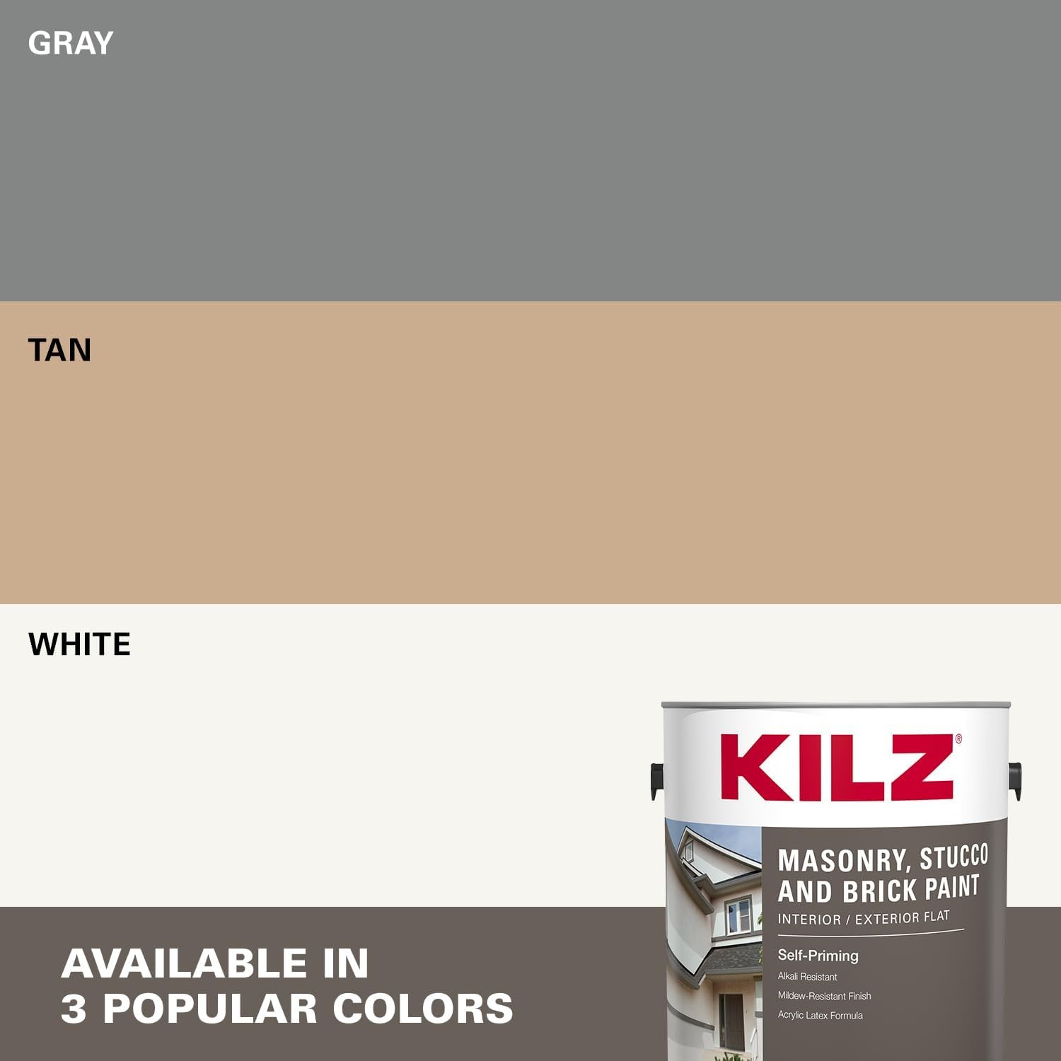 KILZ Self-Priming Masonry Stucco Brick Paint Interior Exterior Tan Flat