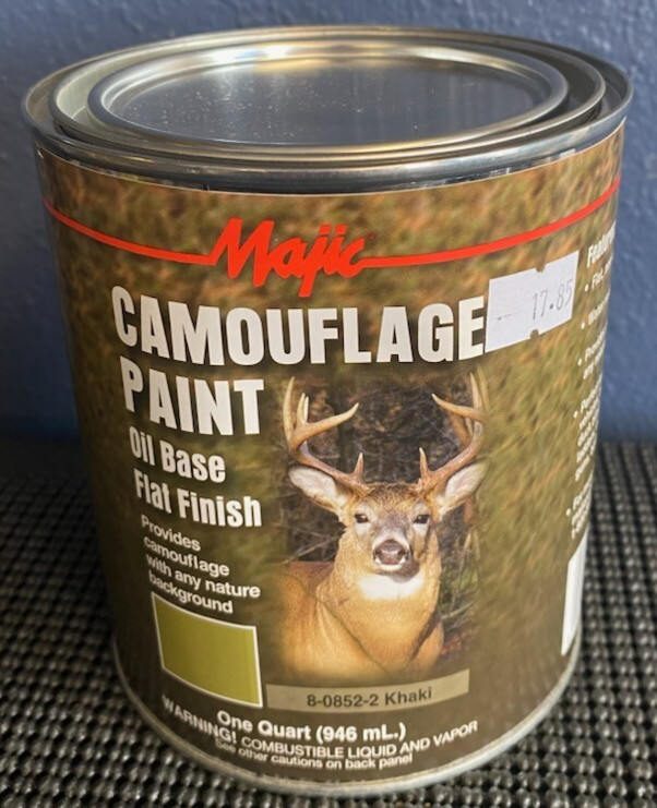 Majic Camouflage Paint Oil Base Flat Finish Khaki 8-0852-2 One Quart 946mL