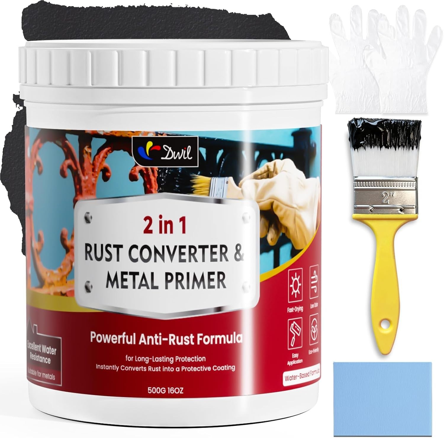 Black Rust Converter Metal Paint & Primer Anti Rust Prevention Coating 16oz New