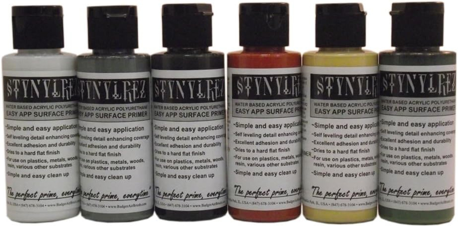 SNR-216 2 oz 60ml White, Gray, Black, Red Brown, Olive Green, Neutral, Primer 6