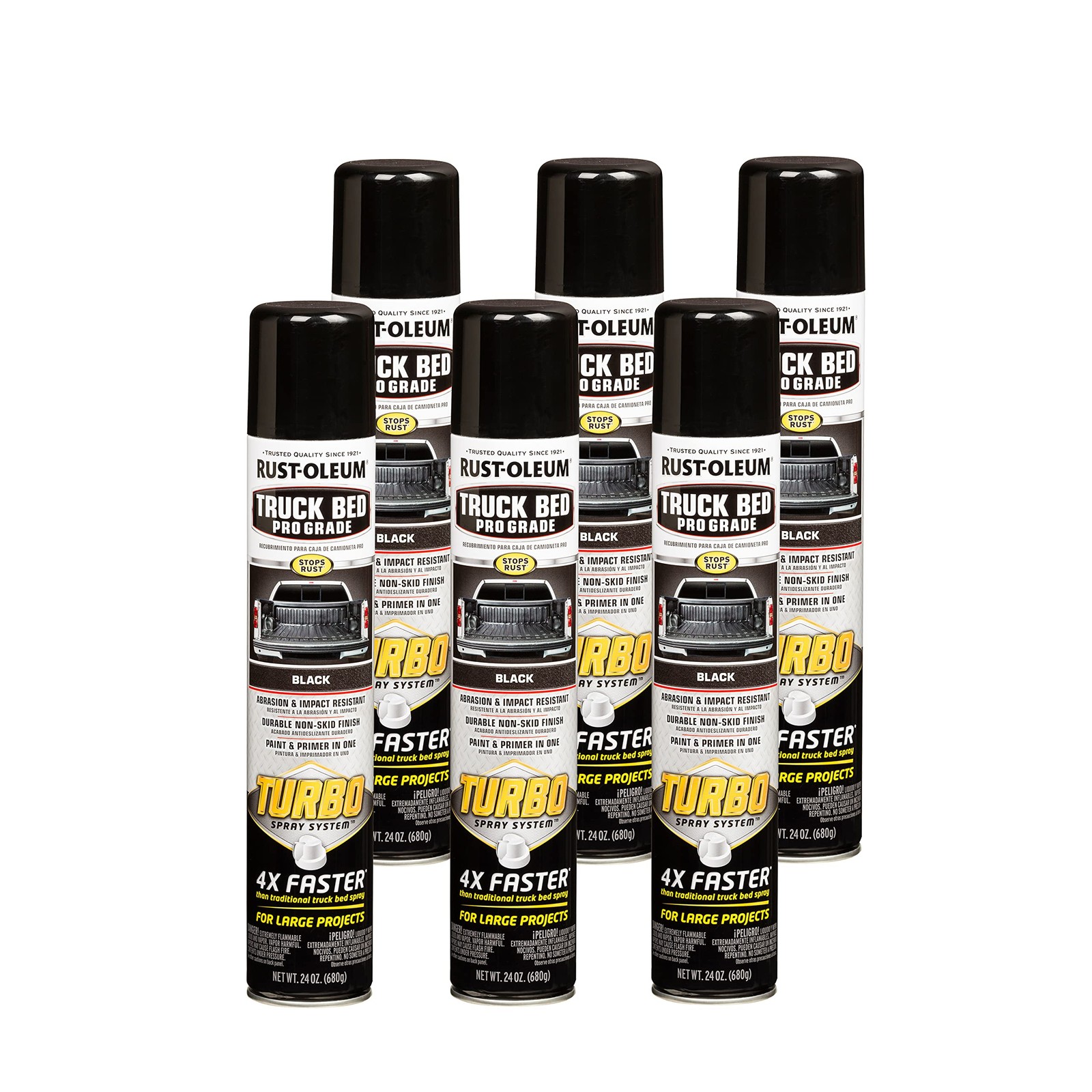 Rust-oleum Professional Grade Truck Bed Coating Turbo Spray 24 Oz Pack Of 6