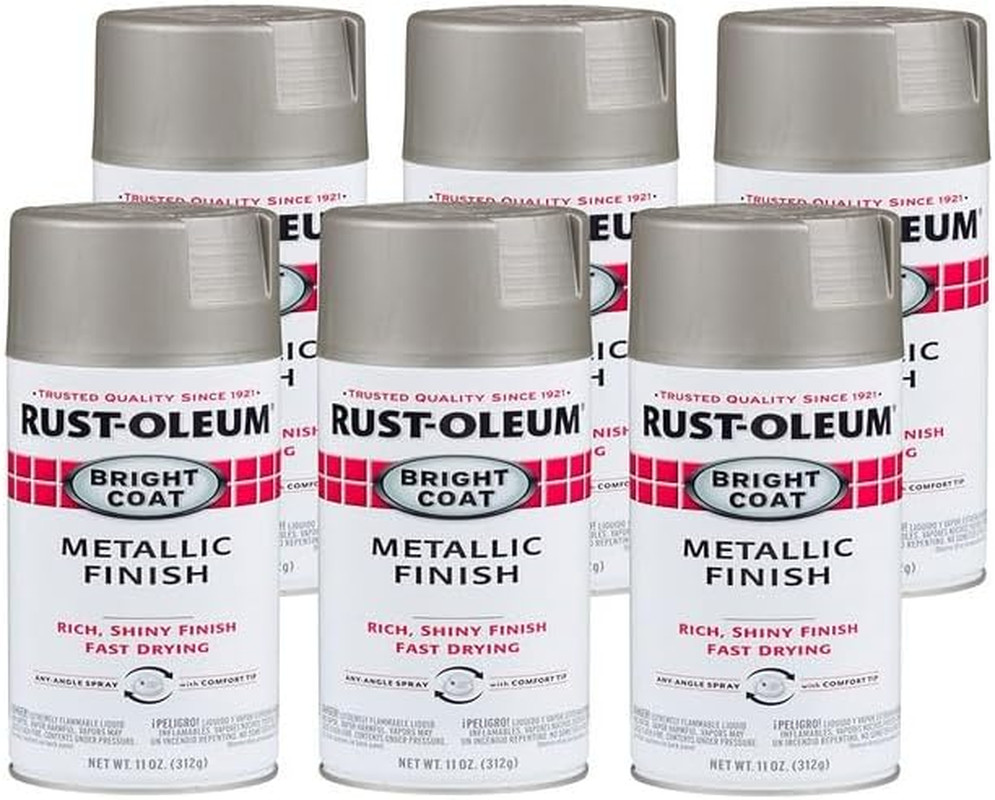 Rust-Oleum 7715830-6PK Stops Rust Bright Coat Metallic Spray Paint, 11 Oz, Alumi