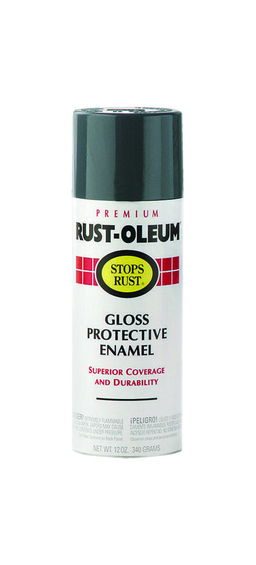 STOPS RUST Protective Enamel Spray Paint, Gloss, Charcoal Gray, 12 oz, Aerosol C