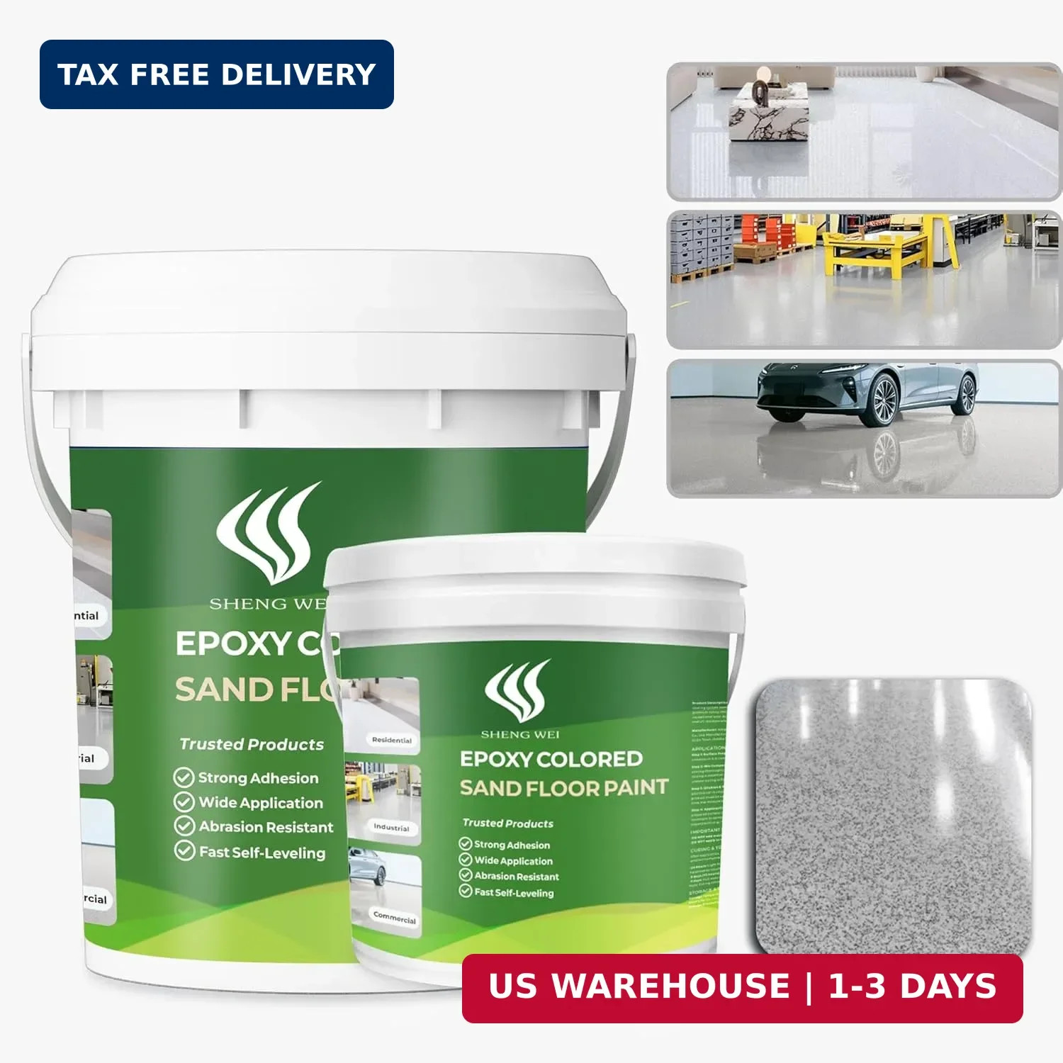 Epoxy colored sand floor paint package-3 gallons, Gray，Marble texture complete s
