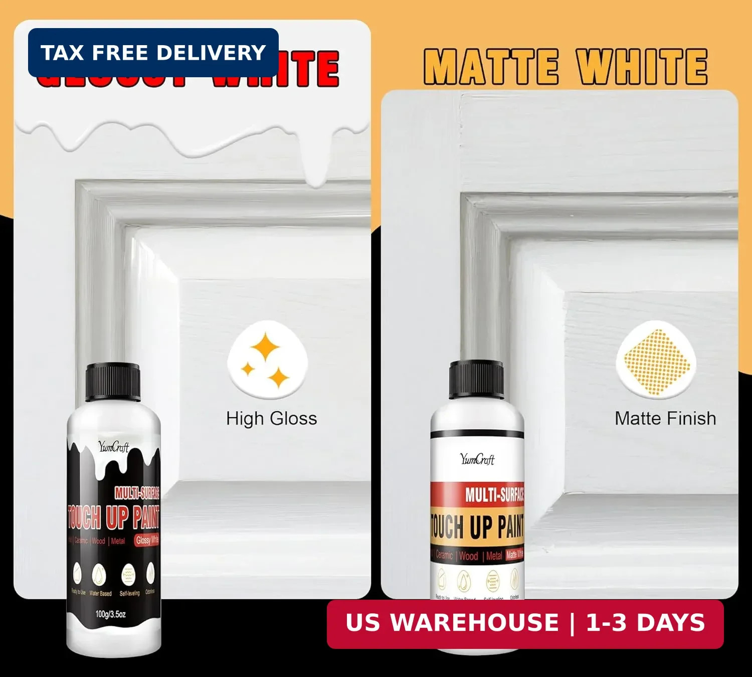 Touch Up Paint, 7oz White Wall Paints – Upgraded Matte & Gloss Multi Surface Tou