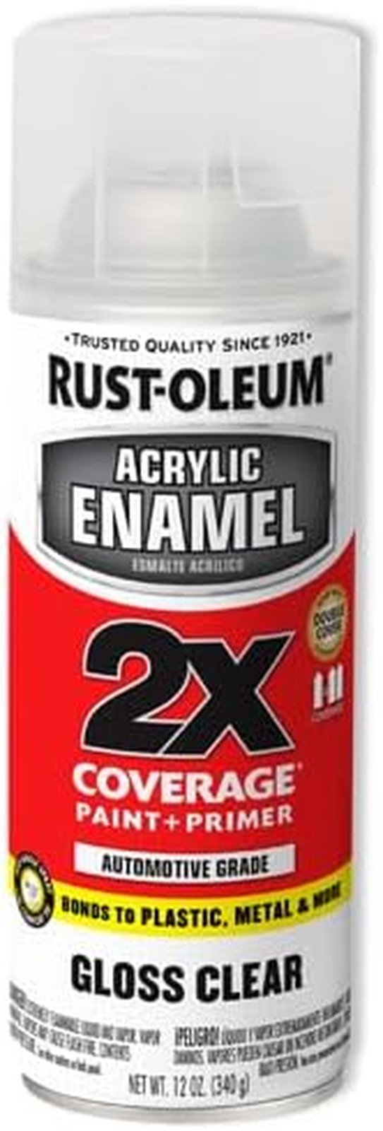 Rust-oleum Automotive Acrylic Enamel Gloss Clear 12Oz All-in-one Paint And Pr…