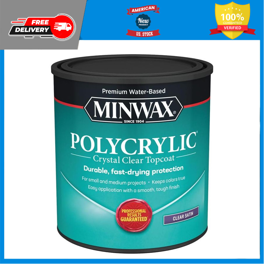 Minwax 63333 Clear Polycrylic Satin Finish – Water-Based Protective Coating
