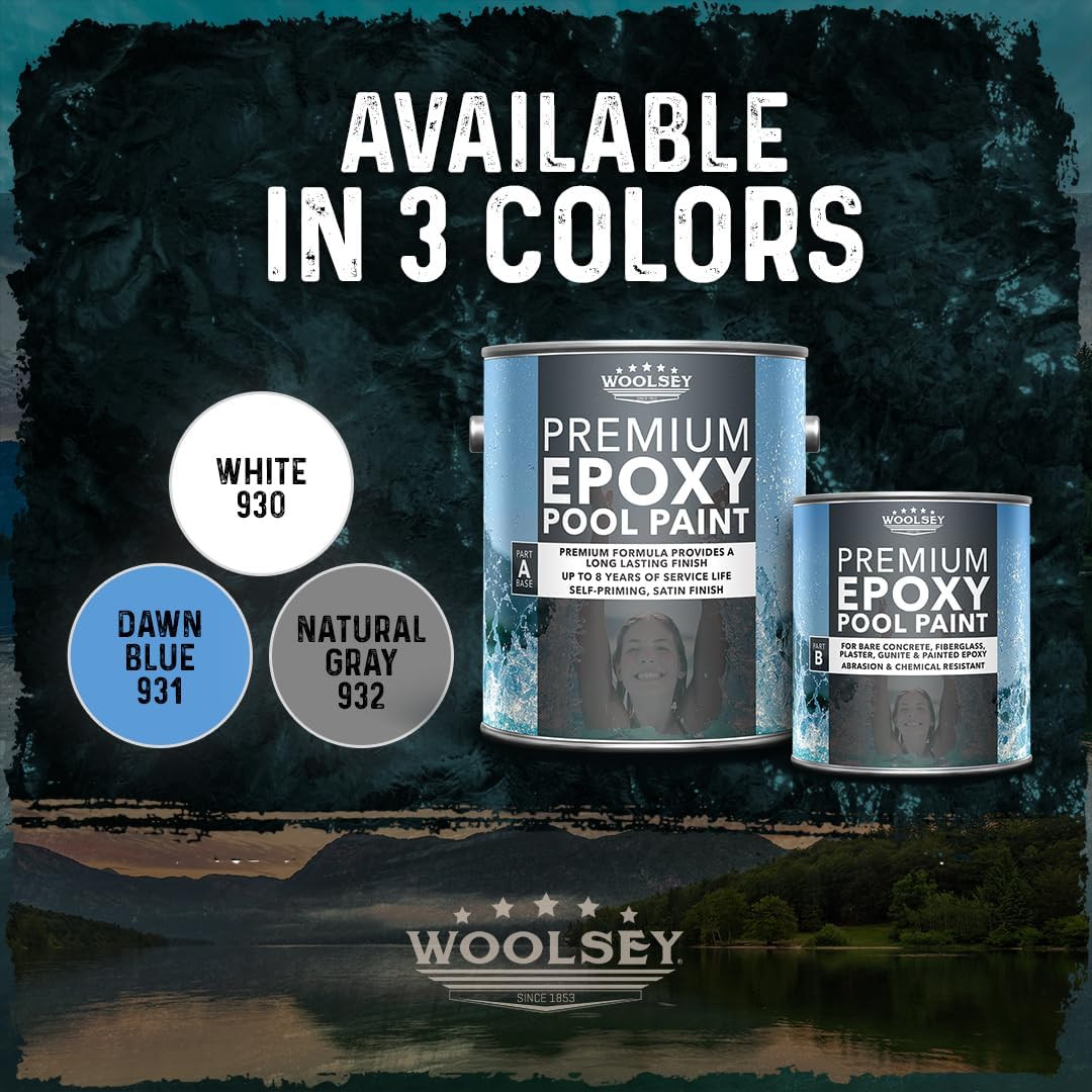 Woolsey Epoxy Pool Paint Natural Gray 1 Gal Satin Finish, Stain Chemical Resist