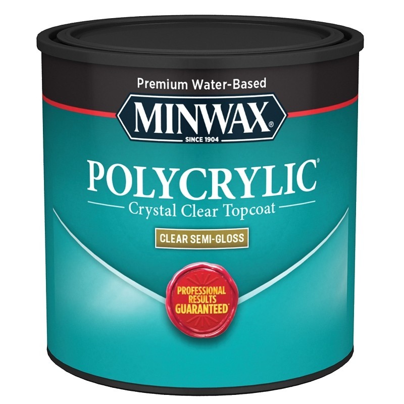 Minwax Polycrylic 244444444 Waterbased Polyurethane, Semi-Gloss, Liquid, Crystal
