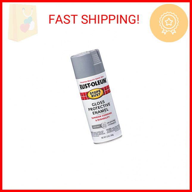 Rust-Oleum 7786830 Stops Rust Spray Paint, 12 oz, Gloss Smoke Gray