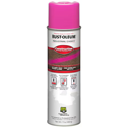 Rust-Oleum 264702 Construction Marking Paint, 17 Oz., Fluorescent Pink, Water