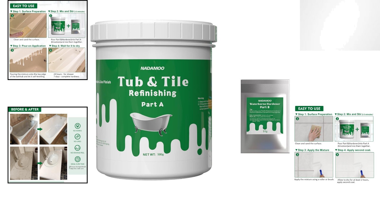 DIY Tub & Tile Refinishing Kit with Hardener – Refresh Your Bathroom Elegantly