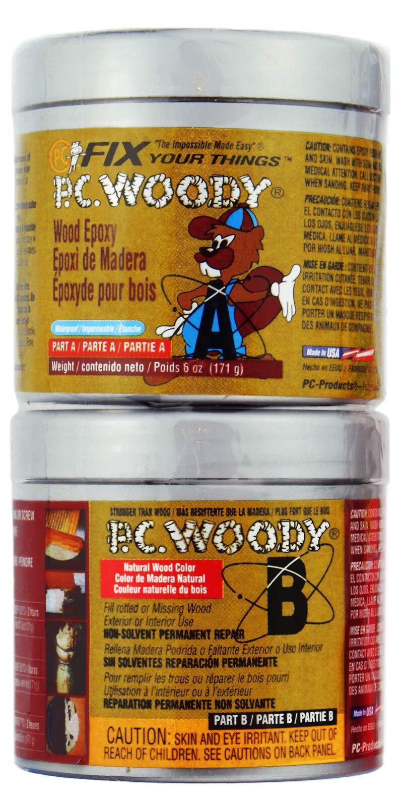 PC Products PC-Woody Wood Repair Epoxy Paste Two-Part 6 oz in Two Cans Tan 0