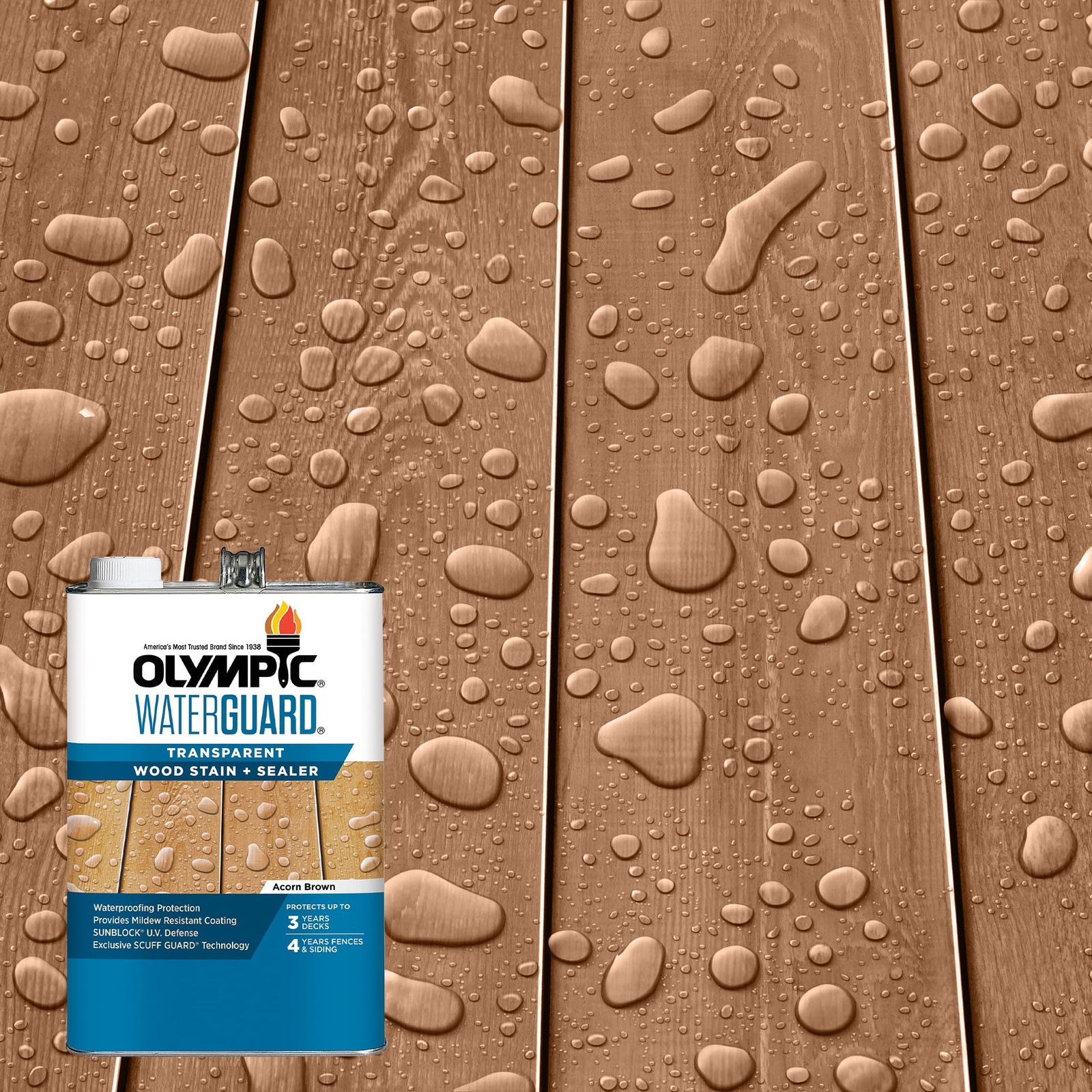 WaterGuard 1 gal. Acorn Brown Transparent Wood Stain and Sealer