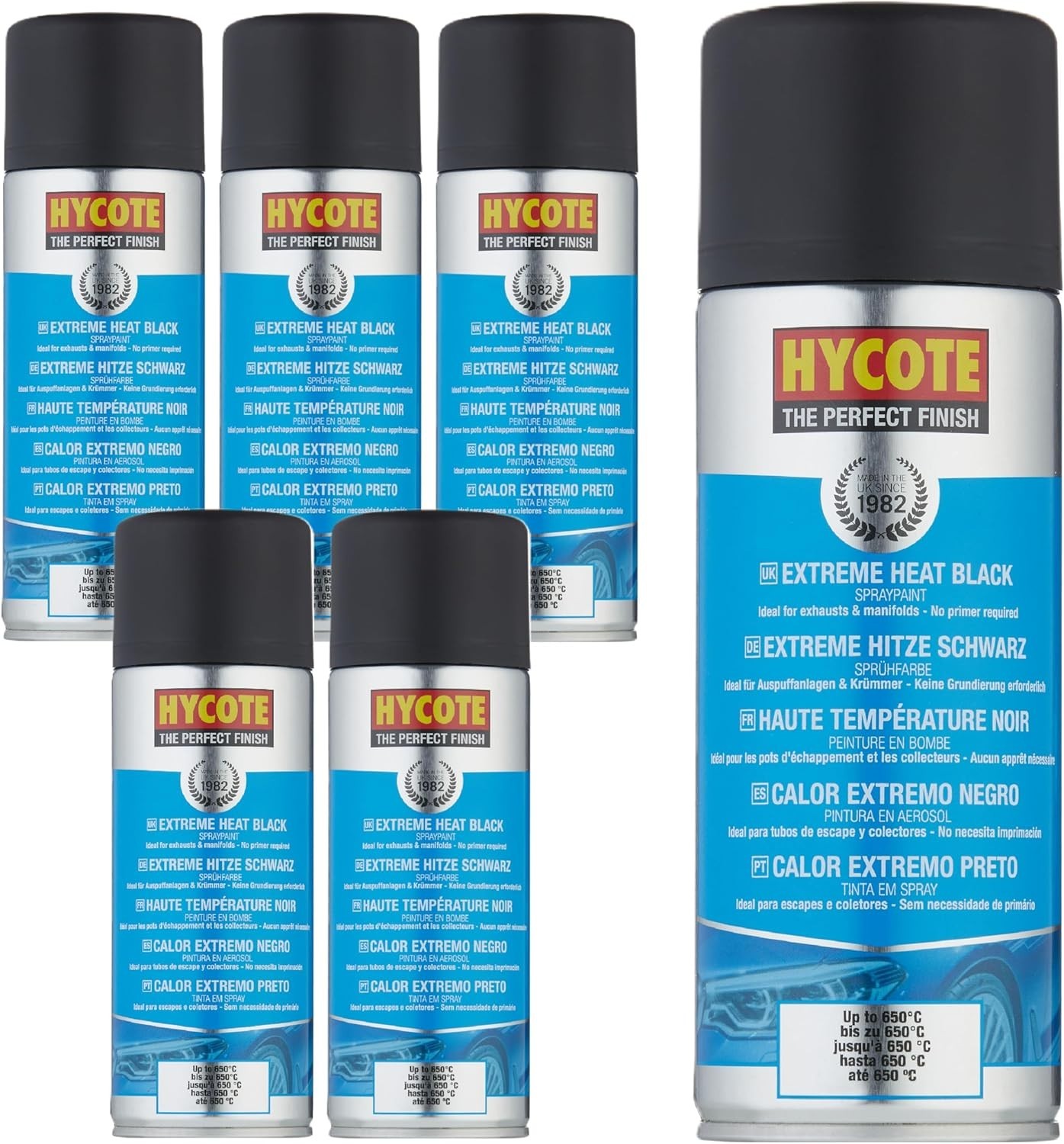 High Temp Spray Paint, Black 400ml Pack of 6 – VHT Heat Resistant up to 650°C…