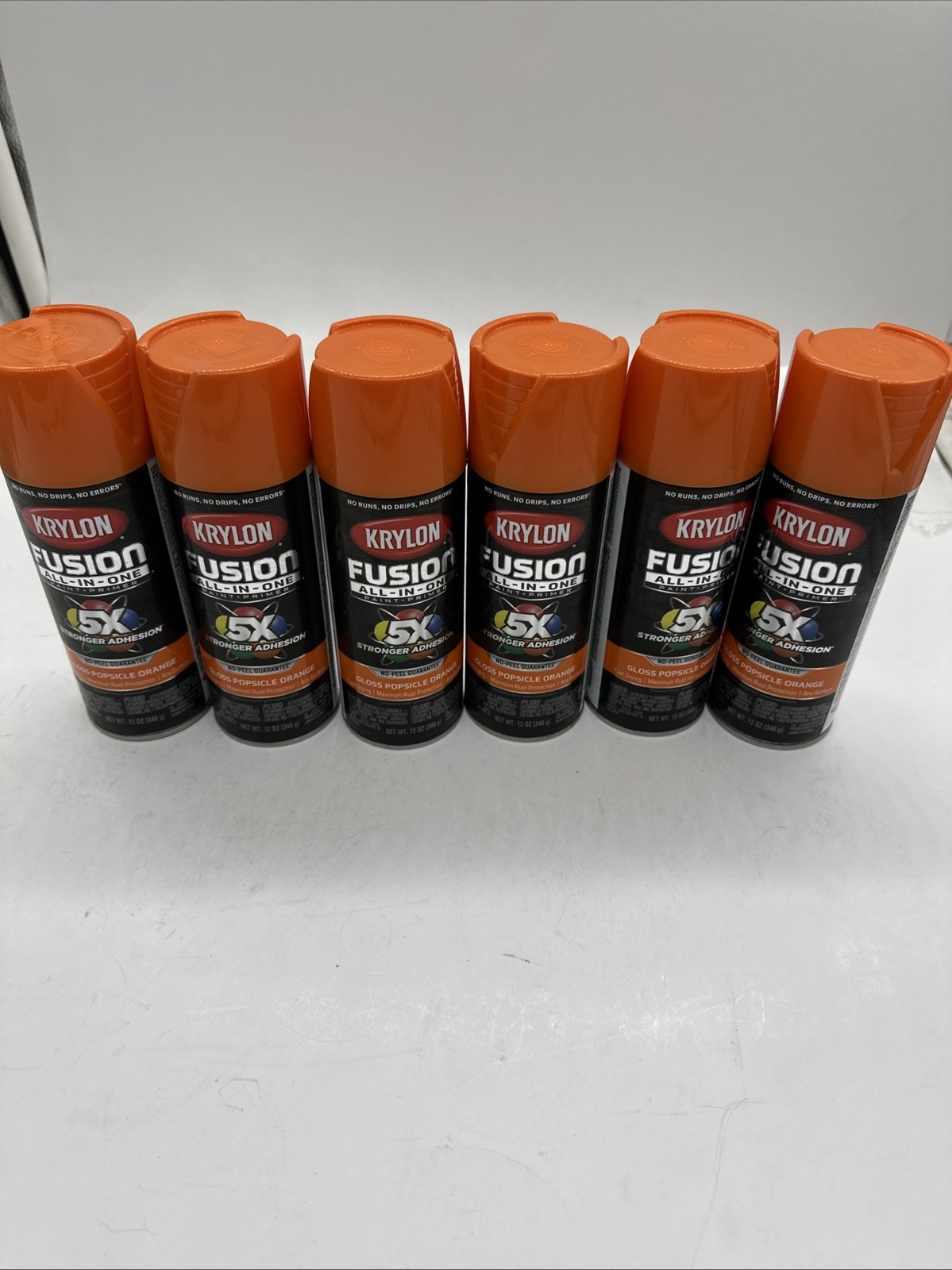 6 PACK 12 Ounce Popsicle Orange Spray Paint Strong Adhesion Indoor Outdoor Use