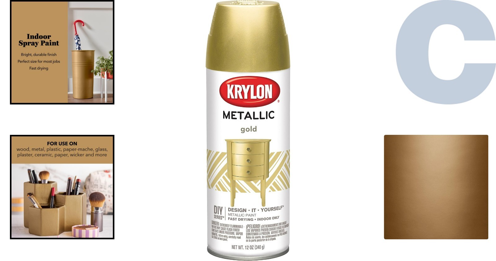 Transform Your Projects with 12 Oz Fast-Drying Metallic Gold Spray Paint