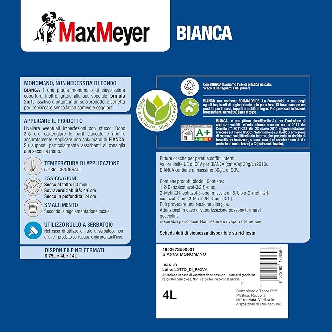 MAXMEYER Washable White Interior Paint 2 in 1: Fixative & Paint 4 LT