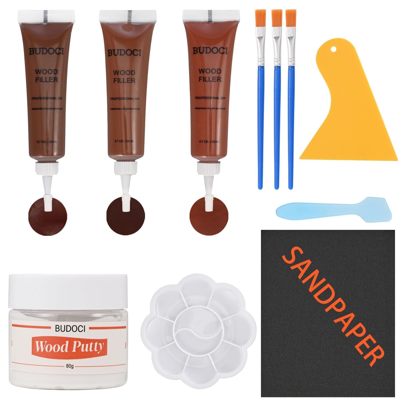 Walnut Wood Filler Kit,Wood Putty with 3 Color Laminate Floor Repair Kit for …