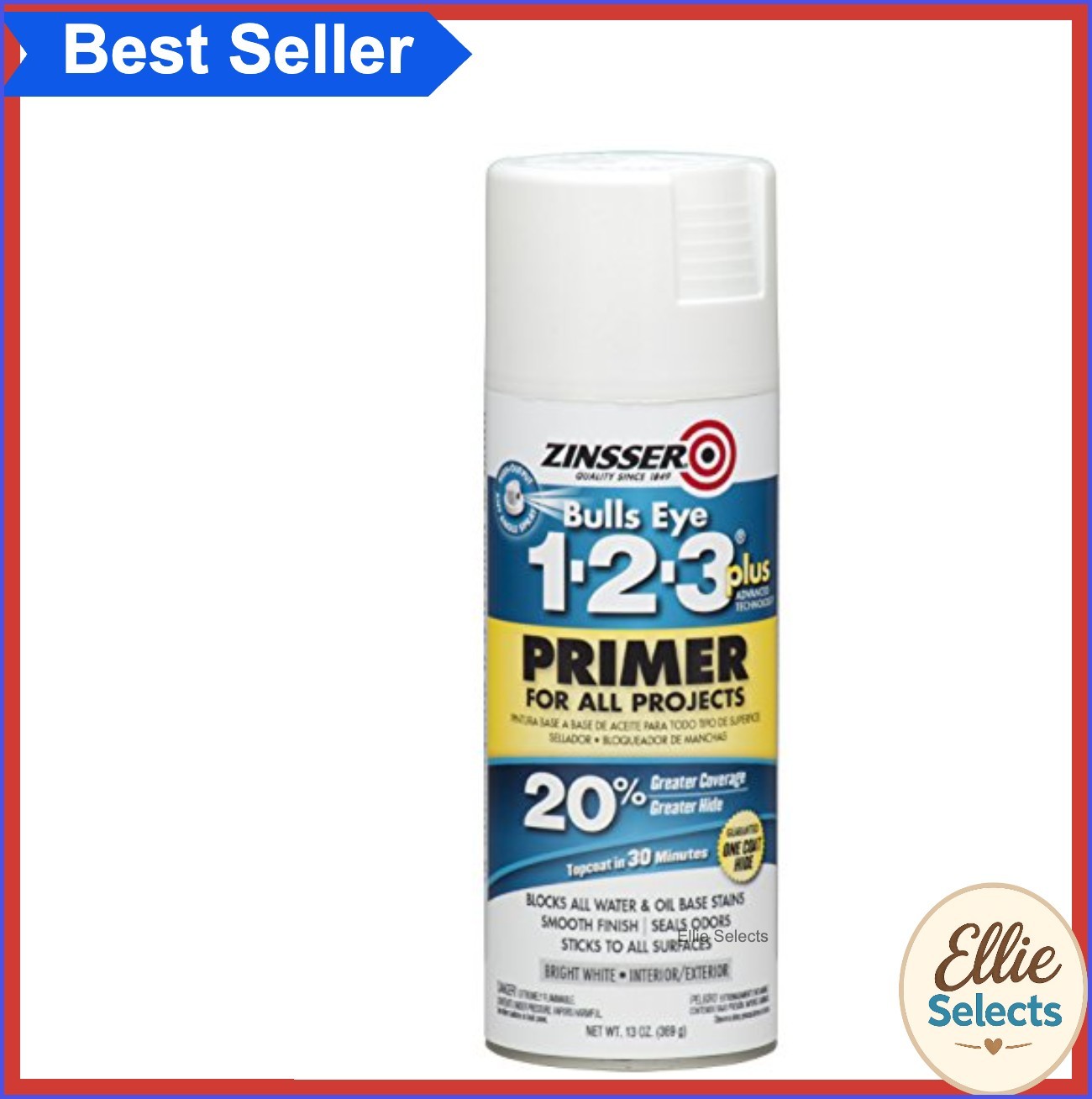White Spray Primer 13 oz Oil Based Interior Exterior Stain Blocking Bonding