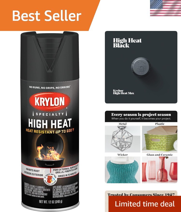 Versatile High Heat Spray Paint, 12 Oz Flat Black – Rust Protection Included
