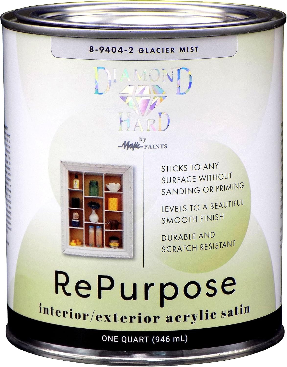 Satin Furniture Paint 2-Quart Glacier Mist Grey – Repurpose Wood, Metal, Glas…